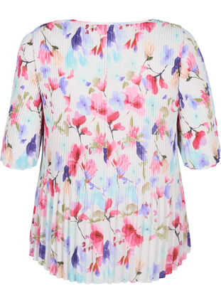 Plisowana bluzka w kwiaty, White/MultiFlowerAOP, Packshot image number 1