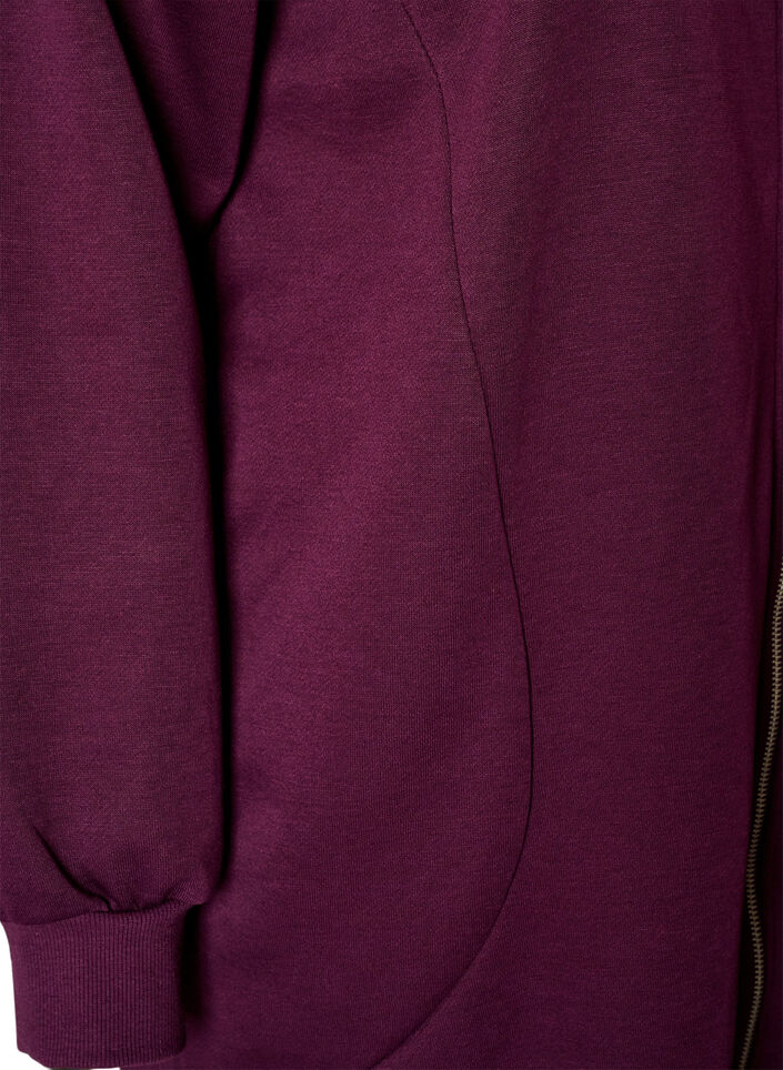 Dluga bluza z kapturem, zamkiem blyskawicznym i kieszeniami, Fioletowy, Packshot image number 3