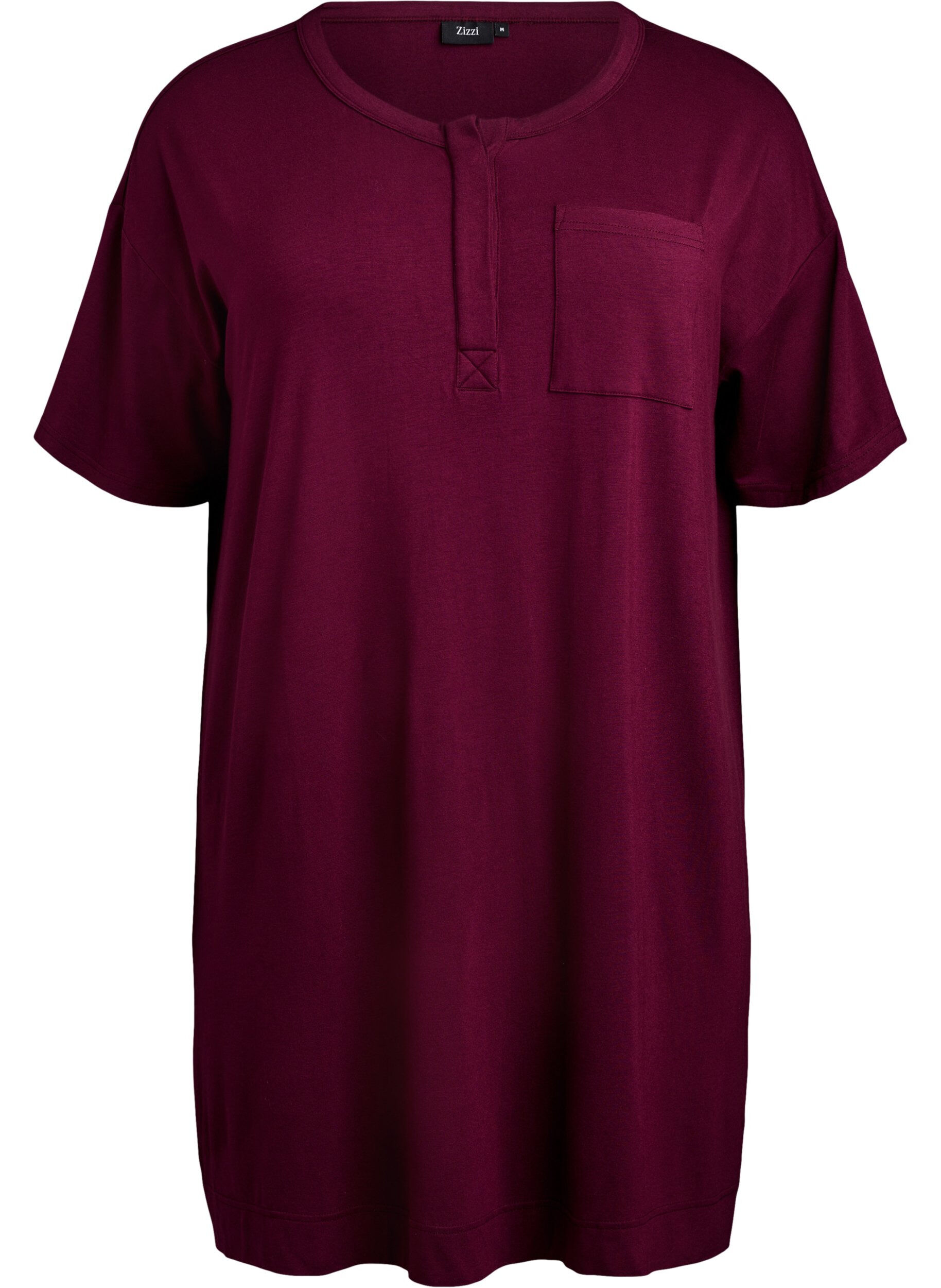 Zizzi Koszula nocna z kr&oacute;tkim rekawem z wiskozy, Fig, Packshot image number 0