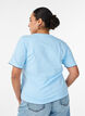 Bawelniany T-shirt z kontrastowym, falistym wykonczeniem brzeg&oacute;w, Niebieskie, Model image number 2