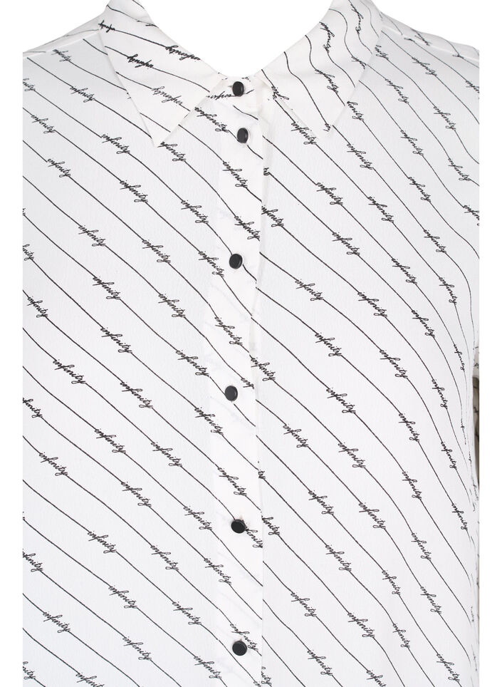 Striped shirt dress in viscose, White AOP, Packshot image number 2