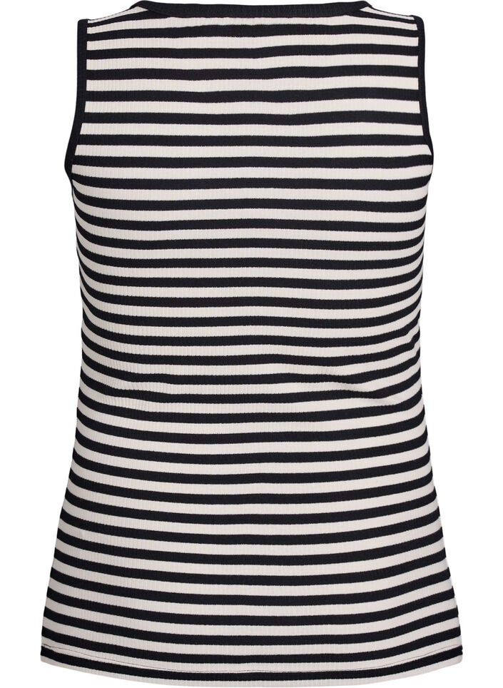 Tank top w paski o prazkowanej strukturze, Czarne, Packshot image number 1