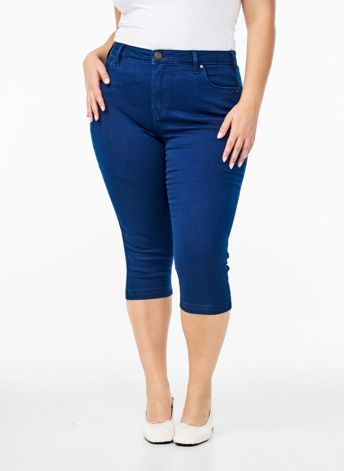 Jeansy Capri Amy z wysokim stanem o bardzo waskim kroju, Niebieskie, Packshot image number 2