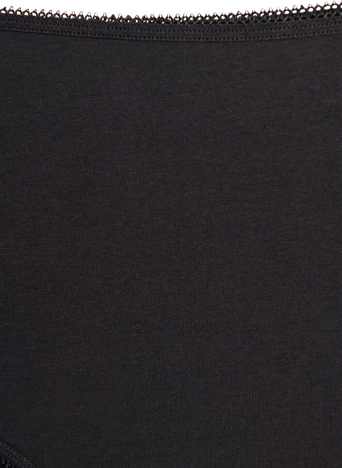 3-pack bawelniane figi damskie z normalnym stanem, Czarne, Packshot image number 3