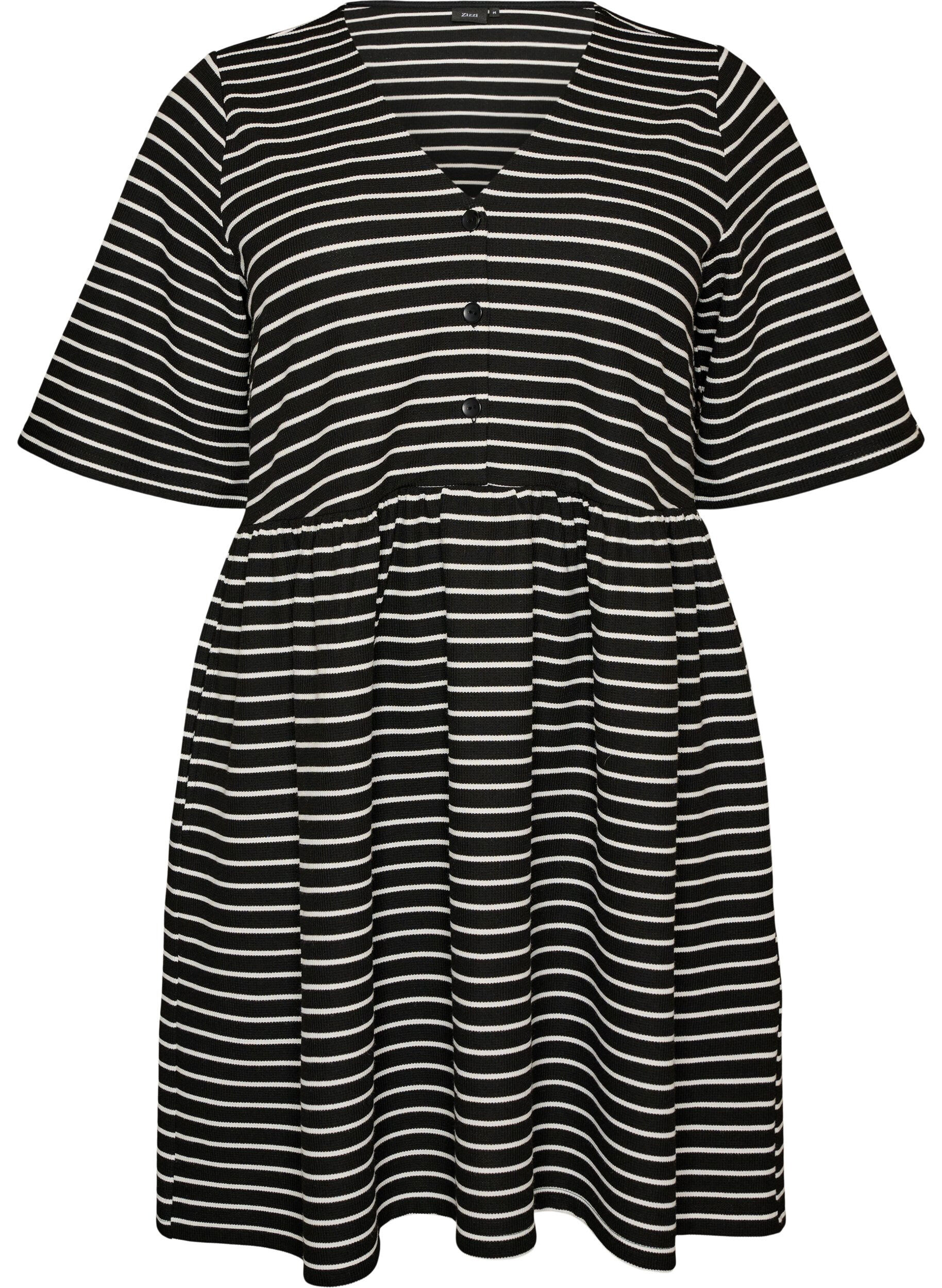 ZizziSukienka o prazkowanej fakturze i kroju empire, Biały, Packshot image number 0