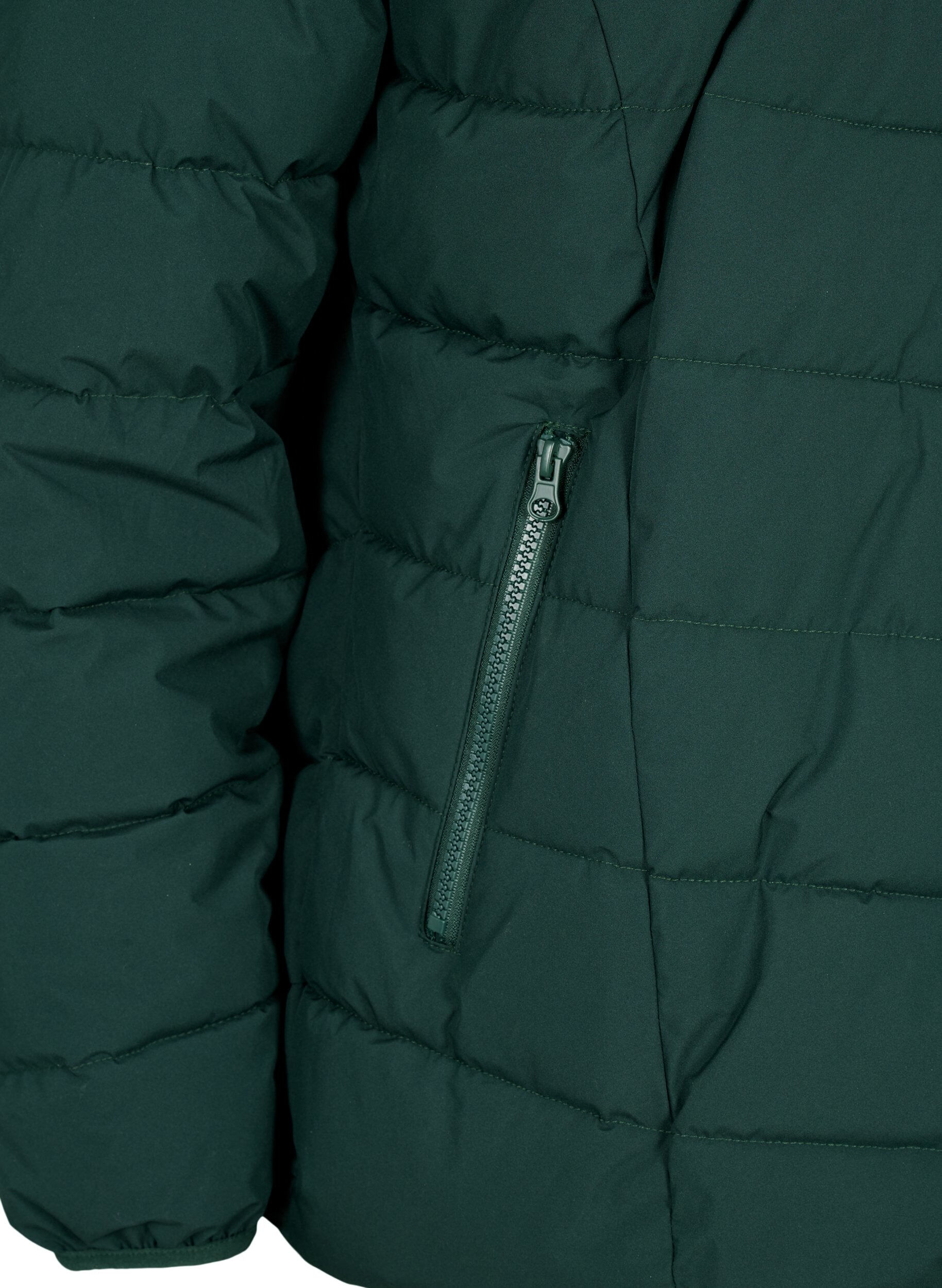 Zizzi Kr&oacute;tka kurtka puchowa z kapturem, Zielony, Packshot image number 3