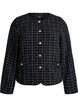 Krótki zakiet bouclé w kratke z okraglym dekoltem, Czarne, Packshot image number 0