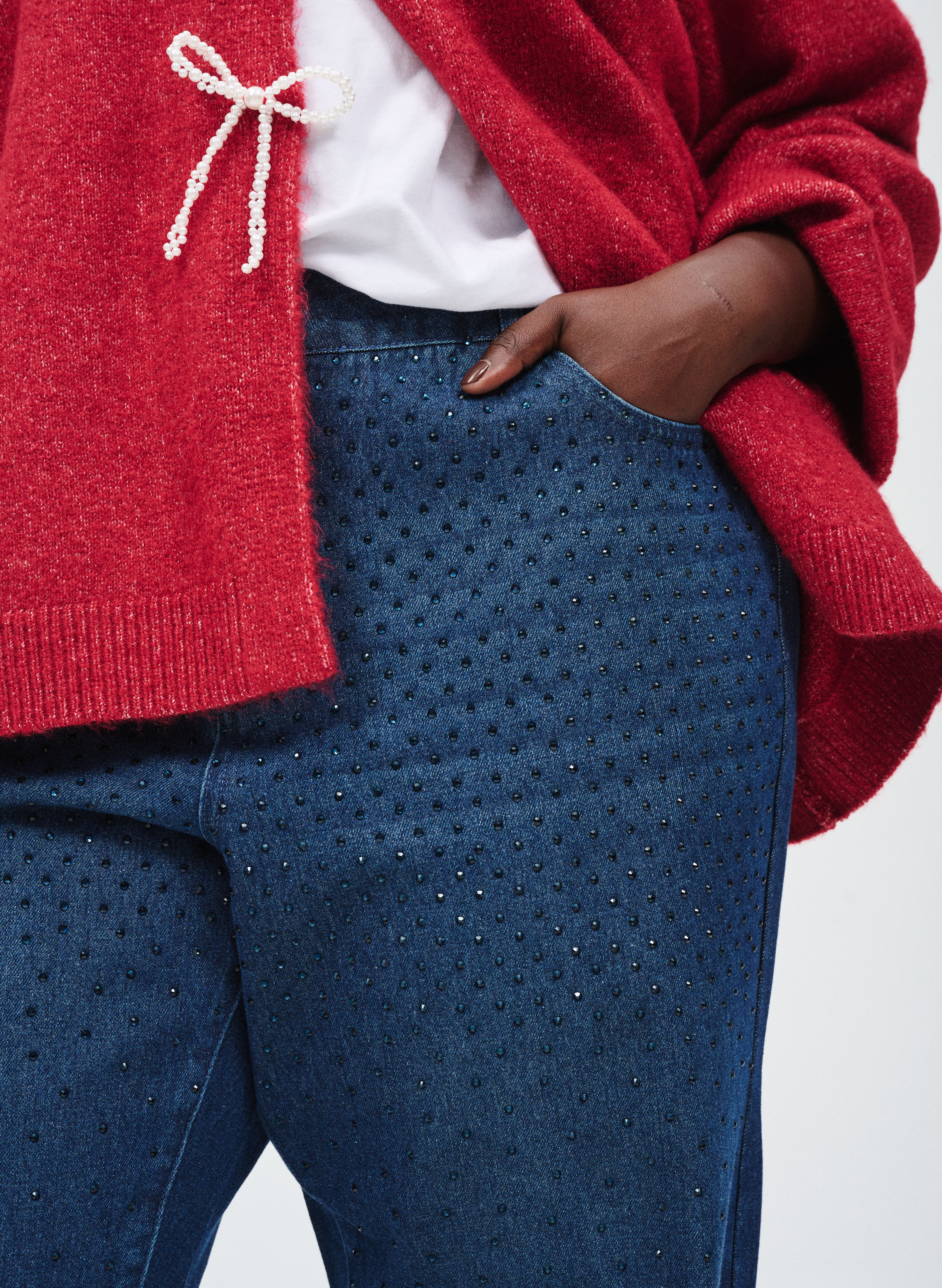 Zizzi Kardigan z perłową kokardą, , Model