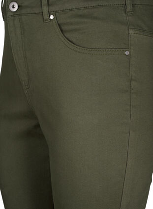 Wysokie spodnie 3/4 z haftem angielskim, Dusty Olive, Packshot image number 2