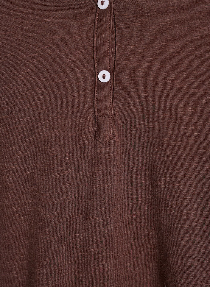 T-shirt z guzikami, Brązowy, Packshot image number 2