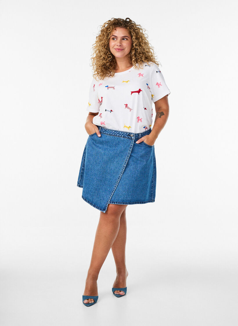 Koszulka bawelniana z nadrukiem psa, Biały, Model image number 1