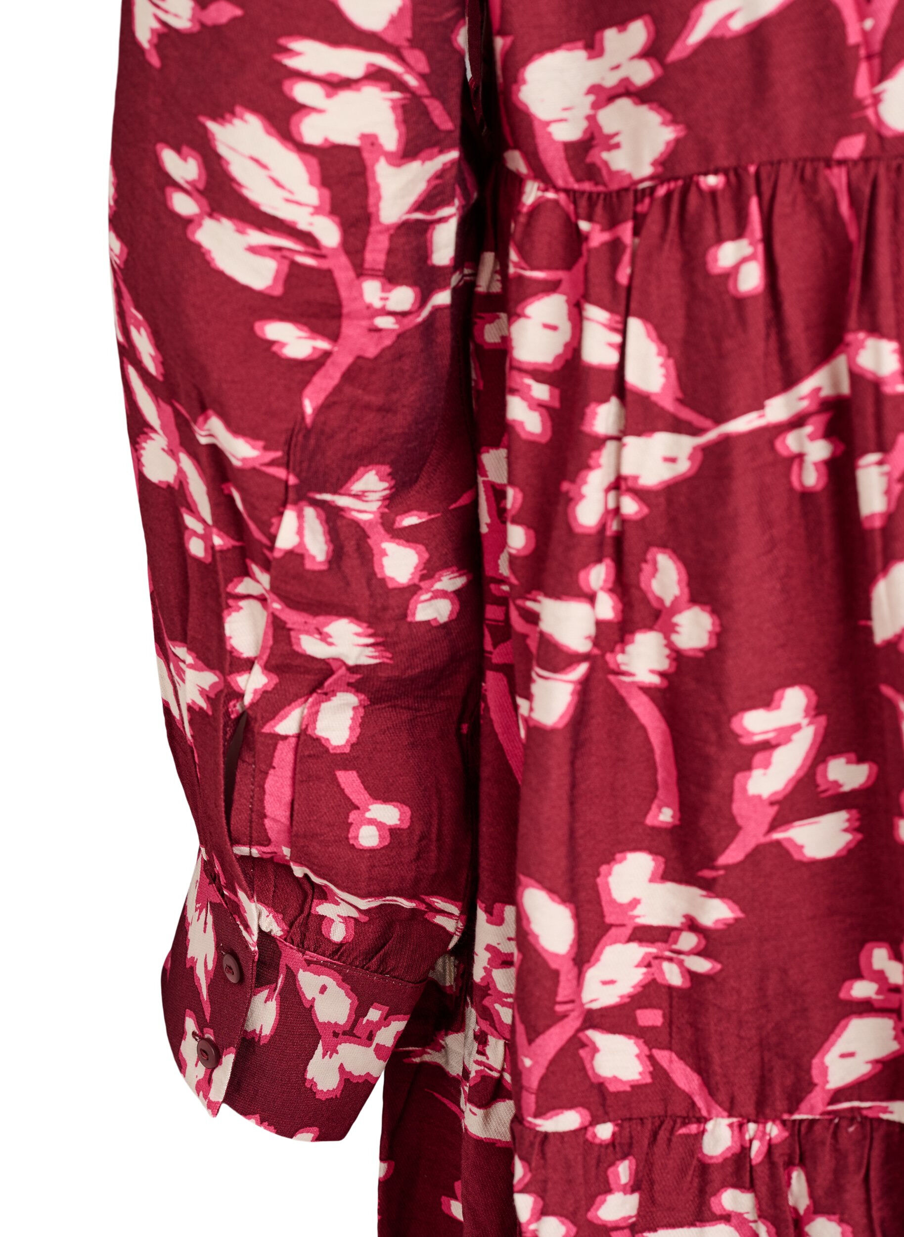 Zizzi Sukienka w kroju A z falbanka na kolnierzu, Czerwony, Packshot image number 3