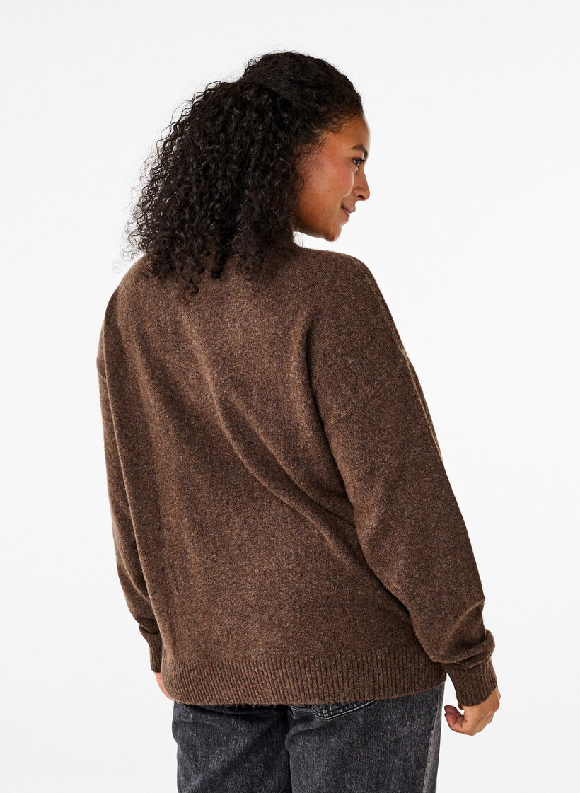 Dzianinowa welniana bluzka ze stójka, Rain Drum Mel., Model image number 1