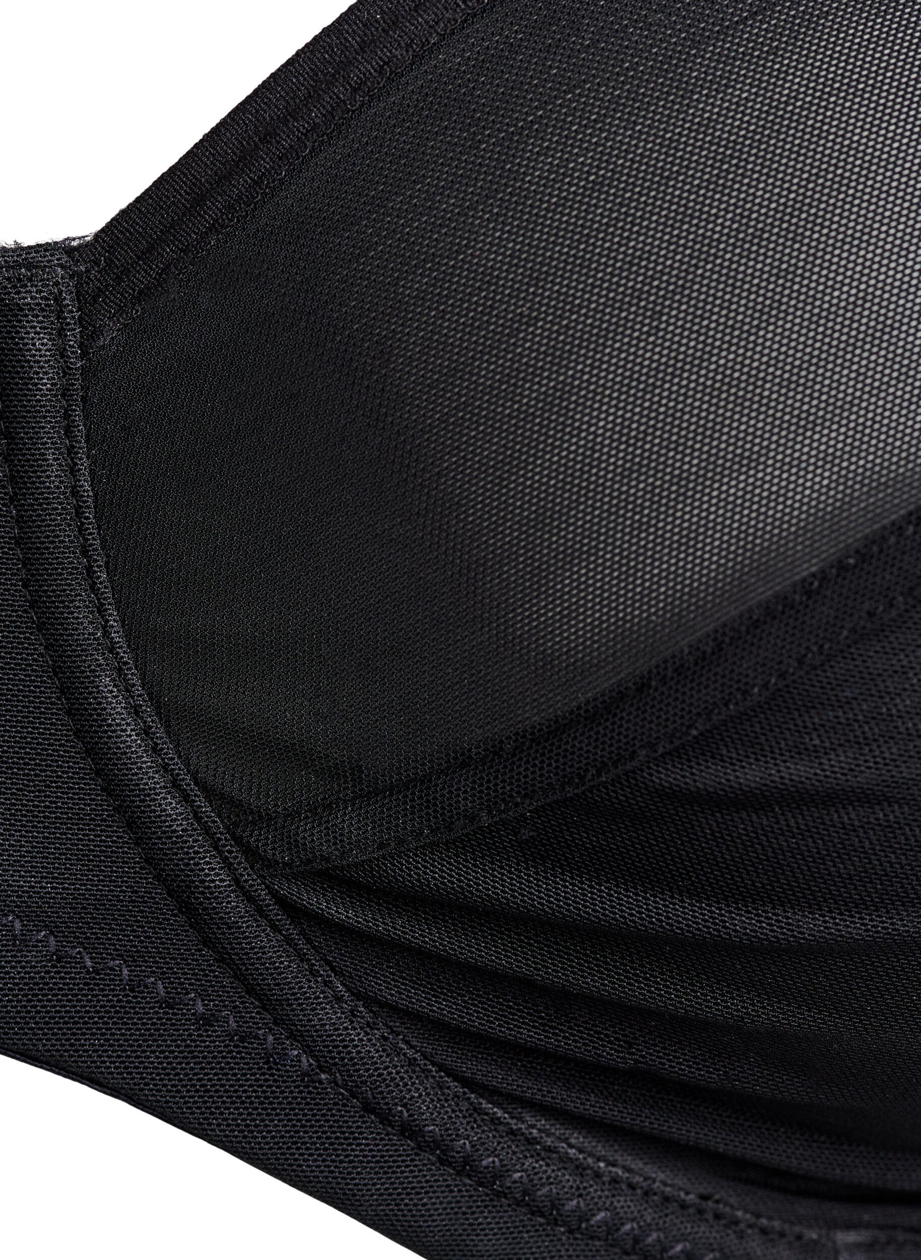 Zizzi Biustonosz bez fiszbin z siateczka, zapewniajacy pelne krycie, Czarne, Packshot image number 2