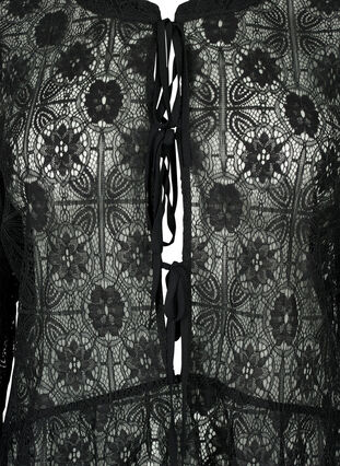 Koronkowa bluzka z wiazaniem, Black, Packshot image number 2
