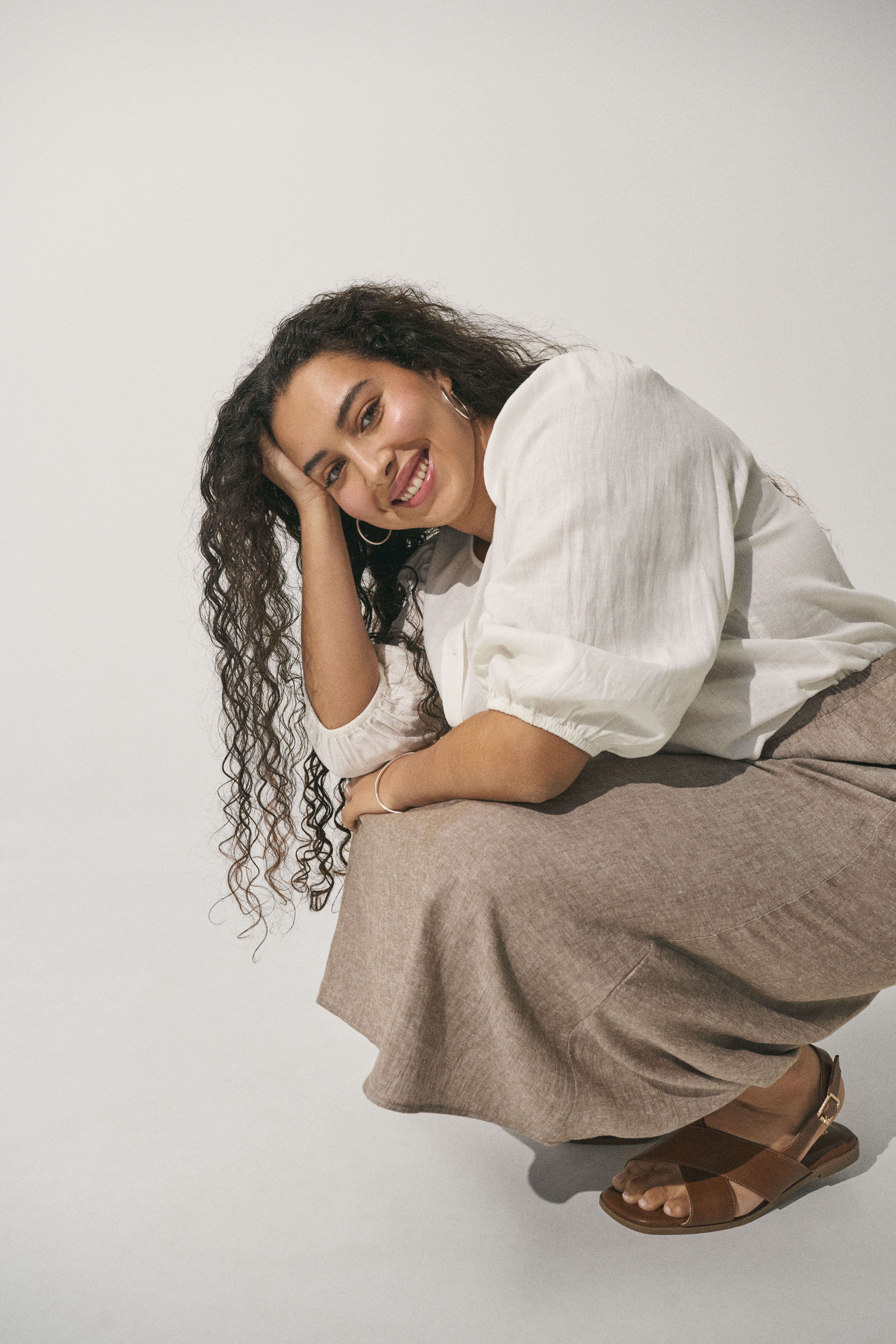 Zizzi Linen outfit with skirt, , Model