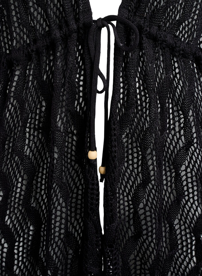 Kimono plazowe z wiazanym paskiem, Czarne, Packshot image number 2