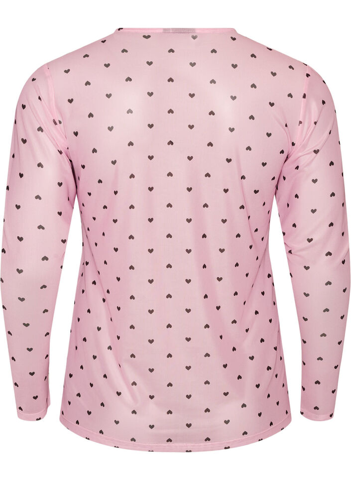 Bluzka siatkowa z nadrukiem, R&oacute;żowy, Packshot image number 1