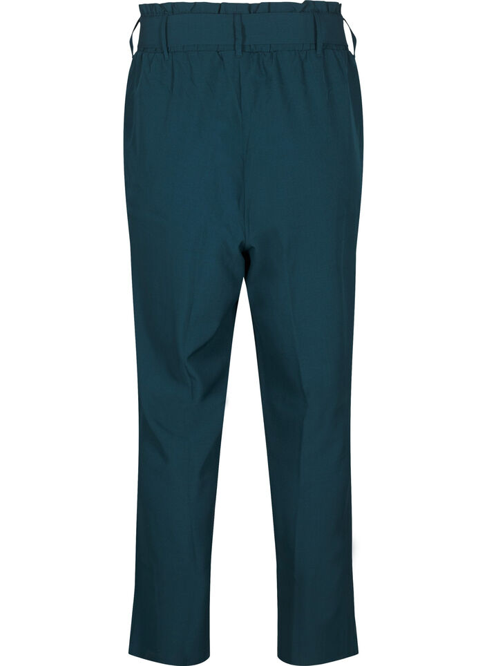 Spodnie z wysokim stanem z marszczeniami i wiazanym paskiem, Sea Moss Melange, Packshot image number 1