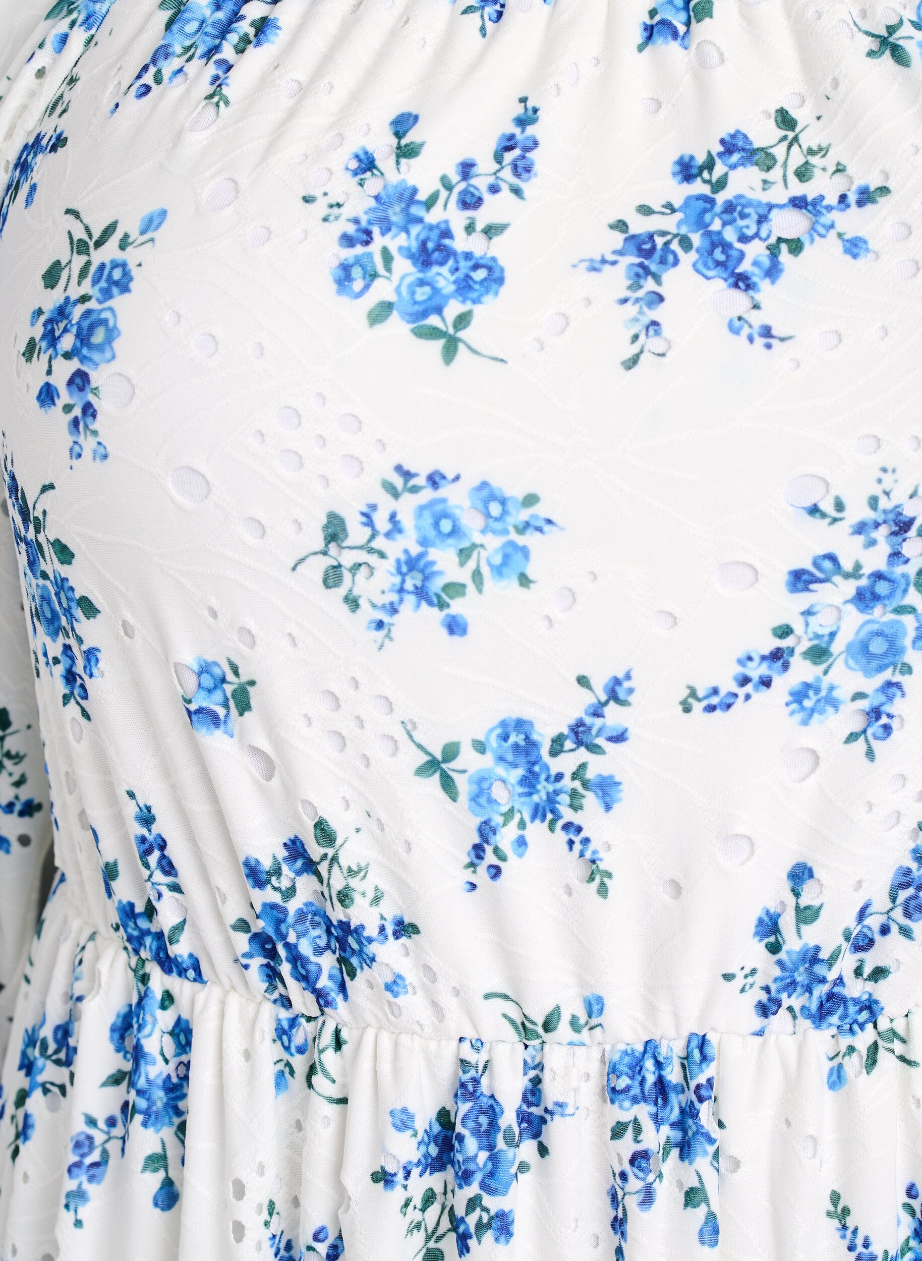 Zizzi Sukienka siegajaca kostek z nadrukiem kwiatowym i haftem oczka, Biały, Packshot image number 2