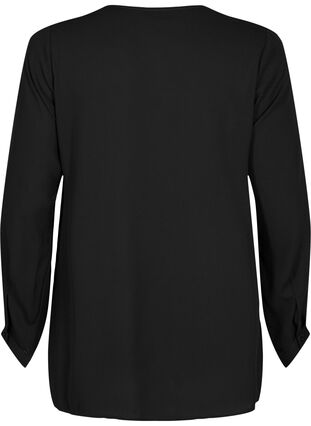 Jednokolorowa koszula z dekoltem w szpic, Black, Packshot image number 1