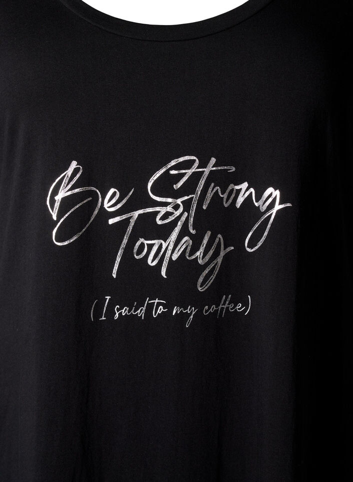 Koszula nocna z kr&oacute;tkim rekawem, wykonana z bawelny organicznej, Czarne, Packshot image number 2