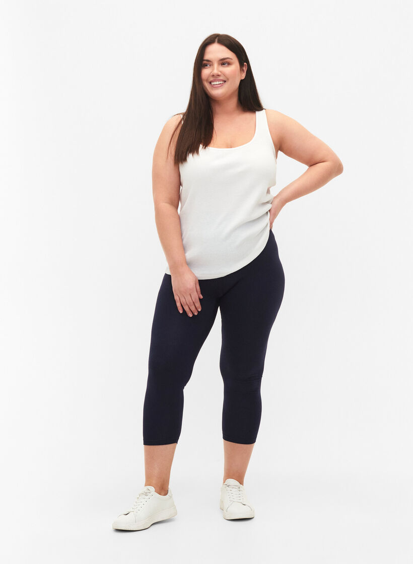 3/4-length wiskozowe legginsy w stylu basic, Niebieskie, Model image number 1