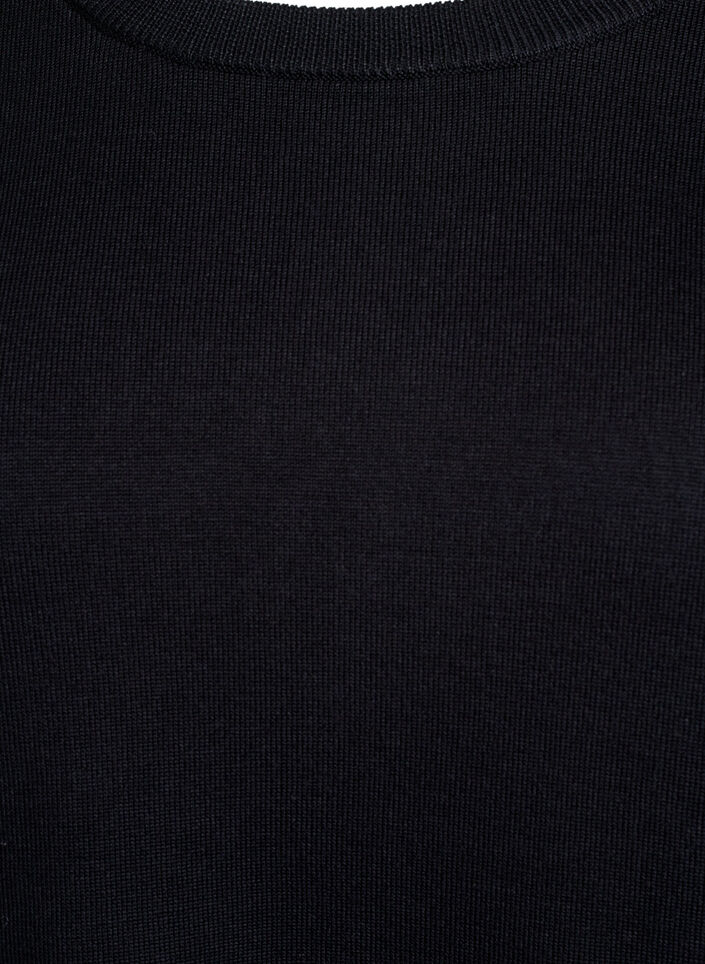 Dzianinowa bluzka z krótkim rekawem i malymi kokardkami, Czarne, Packshot image number 2