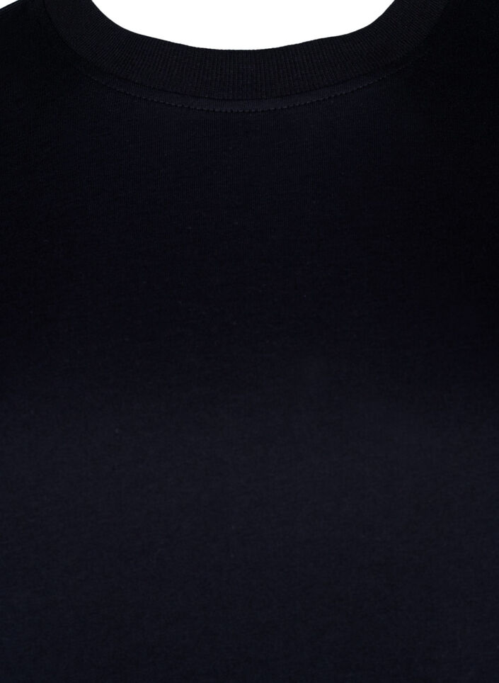 Podstawowa koszulka bawelniana z okraglym dekoltem, Czarne, Packshot image number 2