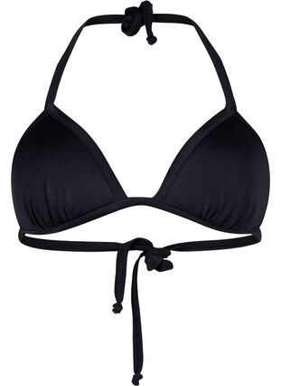 Trójkatny biustonosz bikini w jednolitym kolorze, Black, Packshot image number 0
