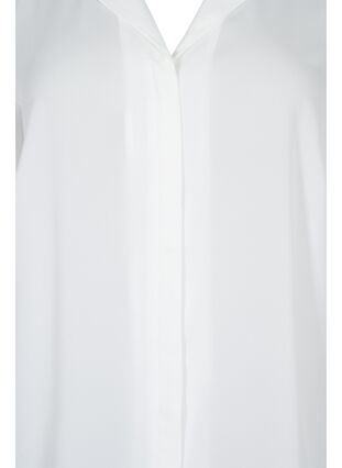 Jednokolorowa koszula z dekoltem w szpic, Bright White, Packshot image number 2