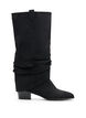Dlugie buty w stylu zamszowym z odpinanym cholewem, Czarne, Packshot image number 0