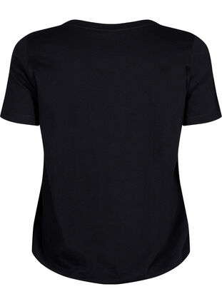 Bawelniana koszulka z krótkim rekawem i gumka na dole, Black w. Live, Packshot image number 1