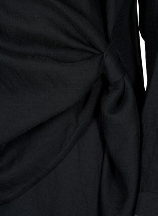 Bluzka z wiskozy w stylu kopertowym z dlugim rekawem, Black, Packshot image number 3