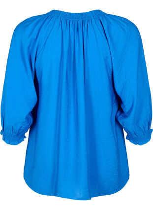 Trapezowa bluzka z wiskozy z rekawami 3/4, Strong Blue, Packshot image number 1