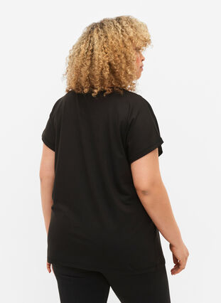 Koszulka treningowa z okraglym dekoltem, Black, Model image number 1