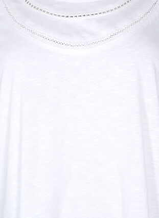 Bawelniana koszulka z koronkowa wstazka, Bright White, Packshot image number 2