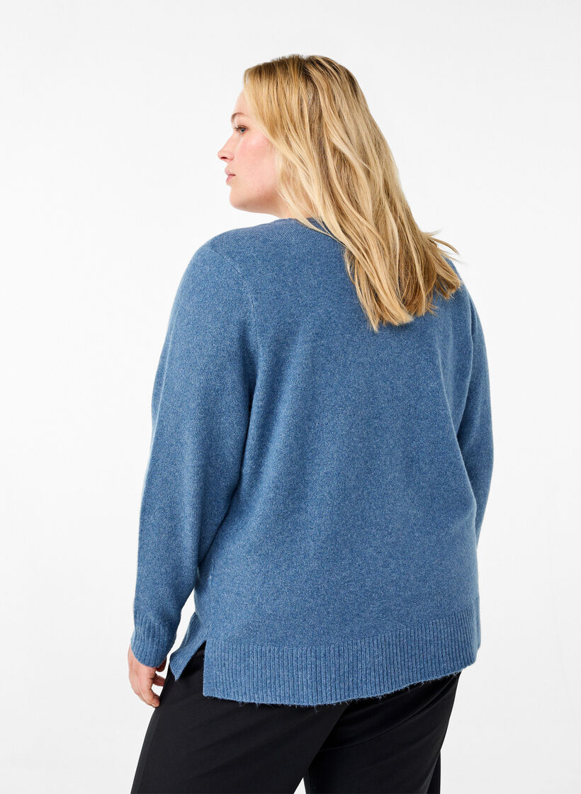 Dzianinowa bluzka z dekoltem w szpic, Bering S. White Mel., Model image number 1