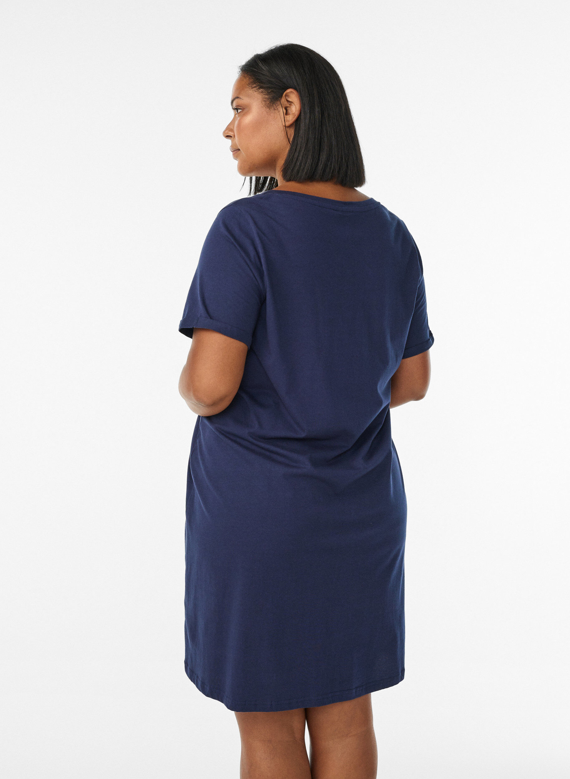 ZizziKoszula nocna z kr&oacute;tkim rekawem, wykonana z bawelny organicznej, Niebieskie, Model image number 2