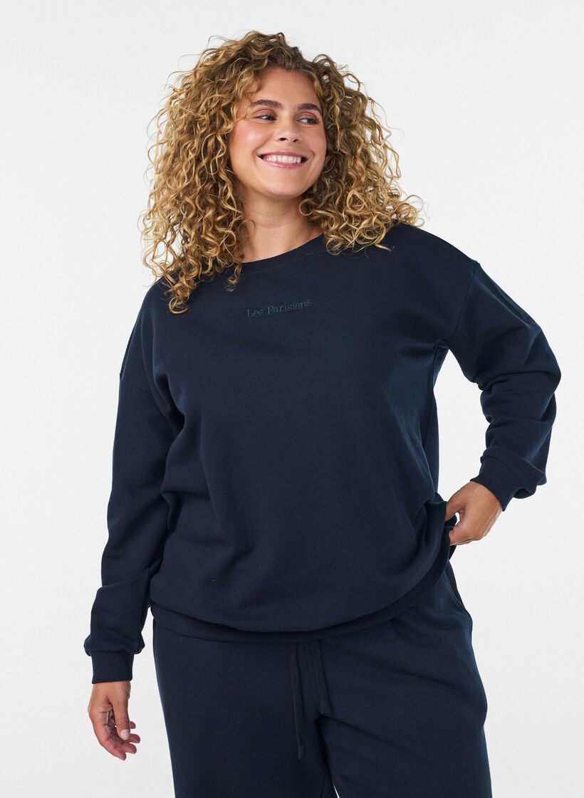 Bluza z nadrukiem tekstowym, Niebieskie, Model image number 0