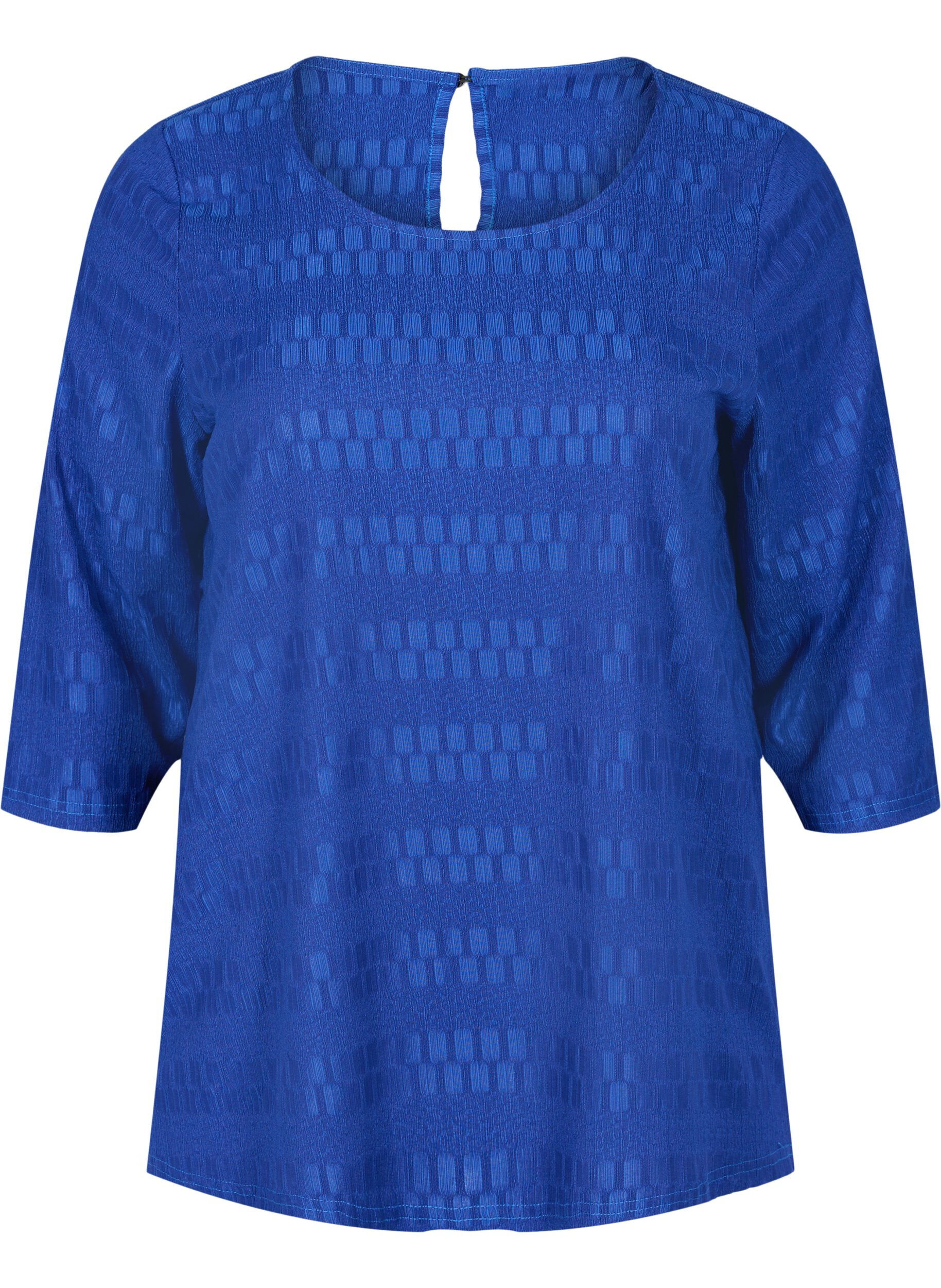 Zizzi Patterned top with 3/4 sleeves, Surf the web, Packshot image number 0