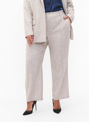 Melanzowe spodnie z gumka i guzikami, String, Model image number 2