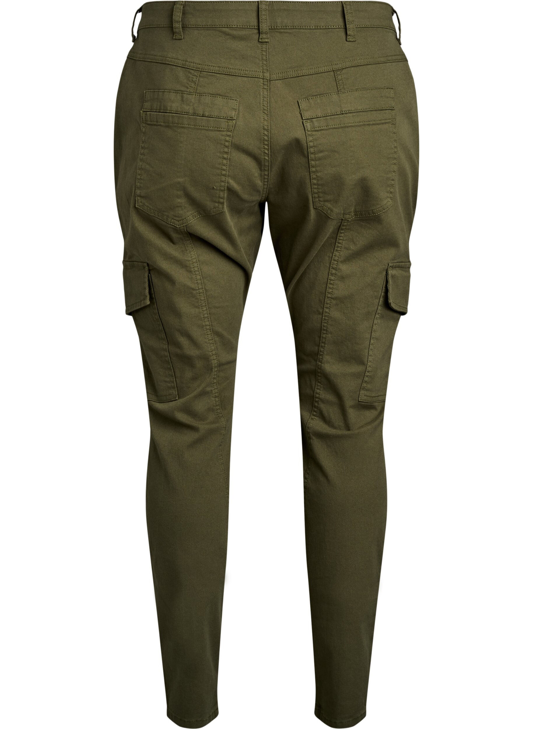 Zizzi Spodnie slim fit z kieszeniami cargo, Zielony, Packshot image number 1