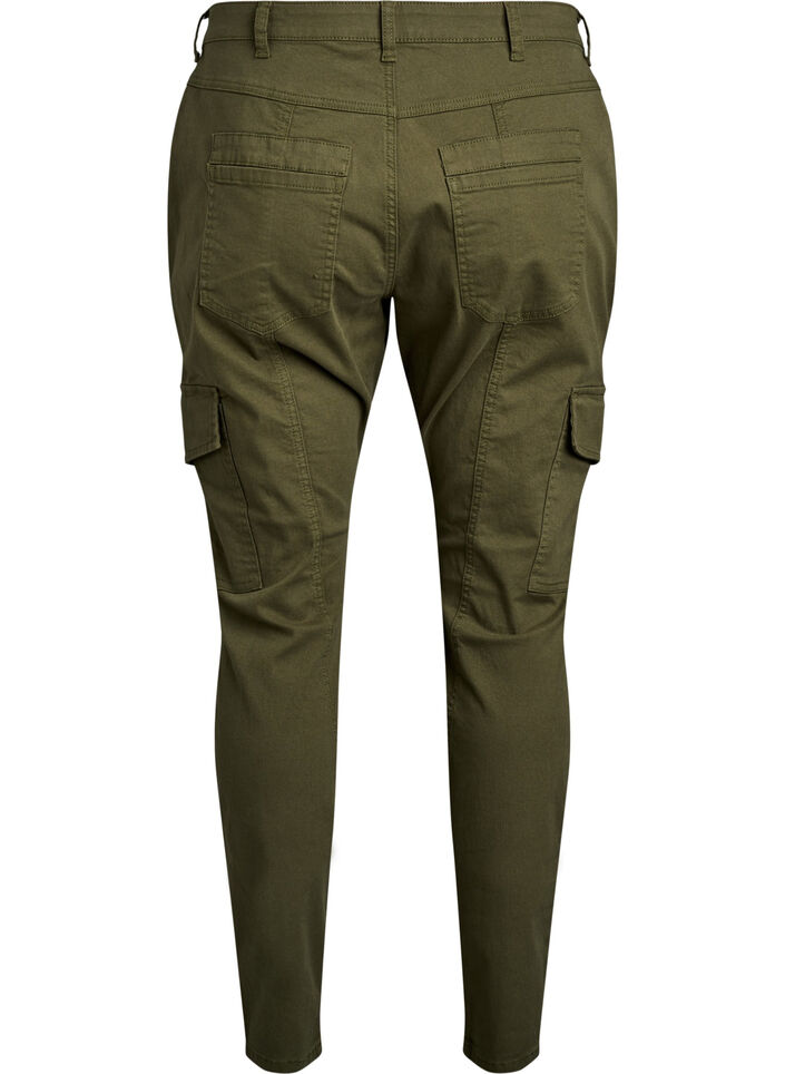 Spodnie slim fit z kieszeniami cargo, Zielony, Packshot image number 1