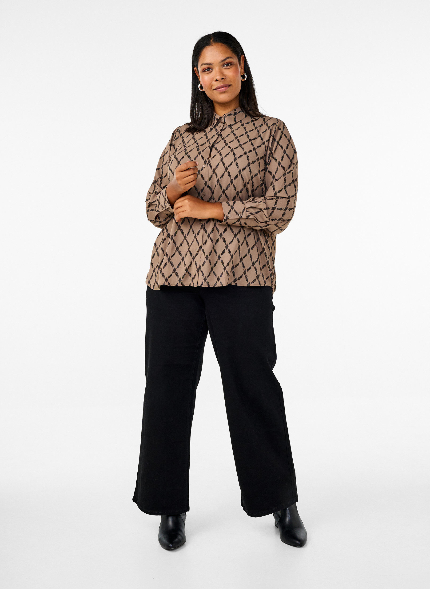 Zizzi Wzorzysta koszula z dlugim rekawem, Grafic AOP, Model image number 3