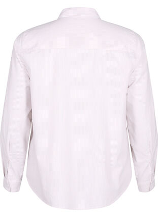 Bawelniana koszula z dlugim rekawem, White Taupe Stripe, Packshot image number 1