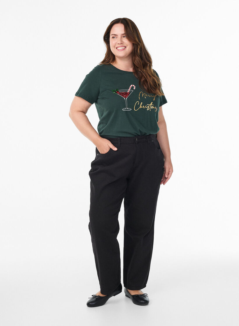 Koszulka swiateczna z bawelny organicznej, Zielony, Model image number 1