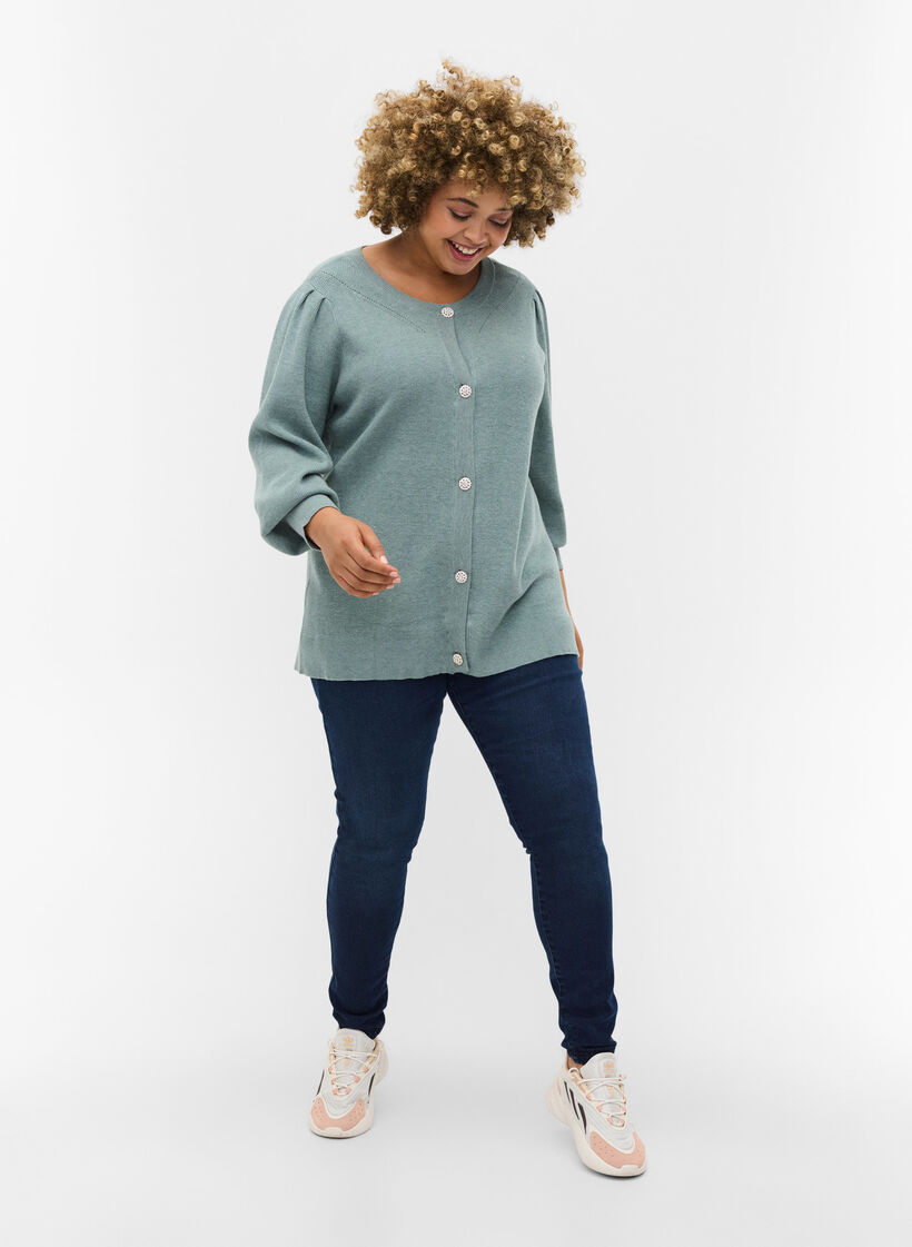 Jegginsy wykonane z mieszanki bawelny, Dark blue denim, Model image number 0