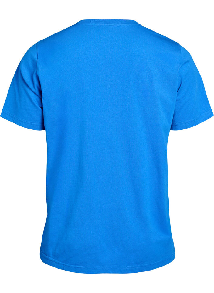 Podstawowa koszulka bawelniana z okraglym dekoltem, Niebieskie, Packshot image number 1