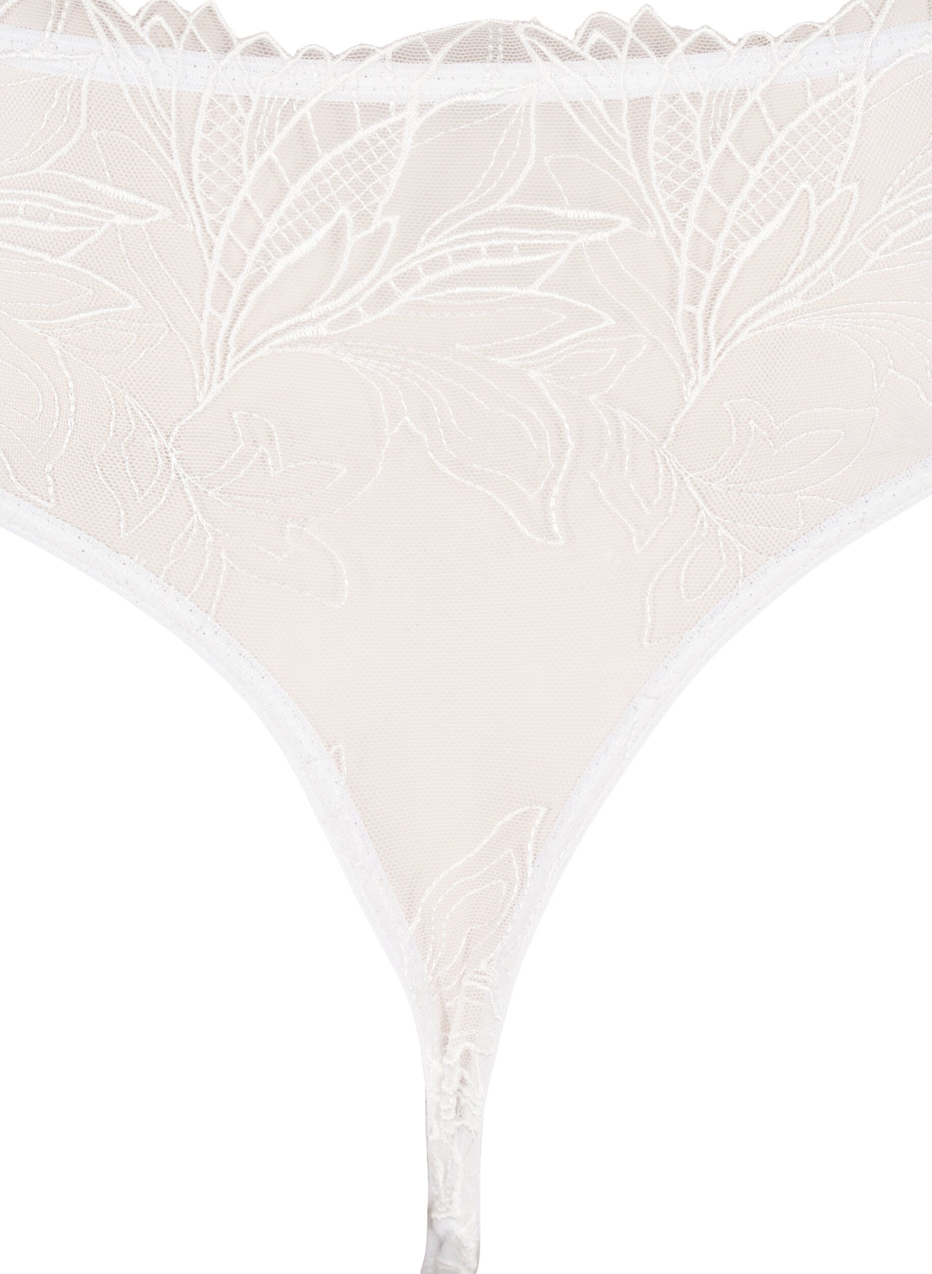 ZizziStringi z mikrofibry z koronka, Biały, Packshot image number 3